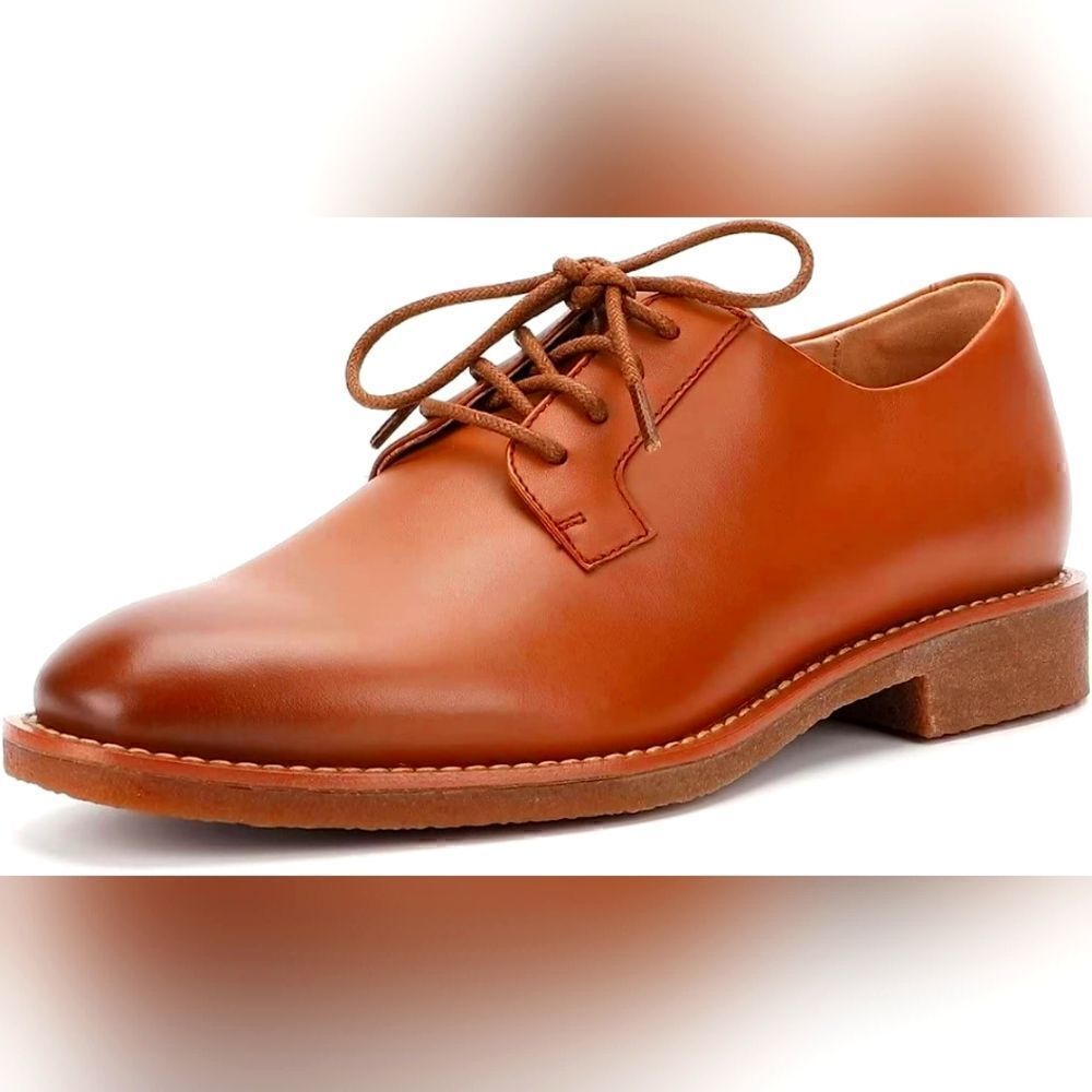(S-2782) ALLASWISH Women's Leather Classic Derby's Oxford  Round Toe Sz 6.5